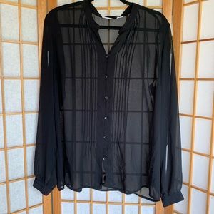 Sheer Black Button Up Blouse